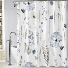 Floral Shower Curtain 72 X 72 Inch, Waterproof Fabric Flowers Shower Curtain for Bathroom, Minimalist Wildflower Shower Curtain - DD
