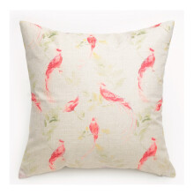 Hørpudebetræk Fuglemønster Dekorativt Kastepude Pudebetræk Firkantet Pudebetræk Dobbeltsidet Trykt Hørmateriale Åndbart Vaskbart