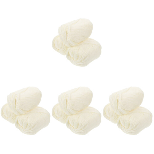 12Rolls Professional Crochet Yarn Soft Flexible White for Crafts
