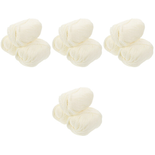 12Rolls Professional Crochet Yarn Soft Flexible White for Crafts 1