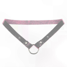 (2 way pink) Adjustable Male Chastity Device with Elastic Band and Scrotum Rings for Secure Fit