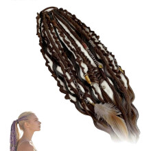 (Brown) Elastic Braided Hair Tie for Comfortable Daily Wear During Exercise Commuting and Various Activities Synthetic Fiber White