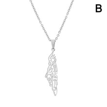 (The color of Silver) Geography Country Israel Palestine Map Pendant Necklace Stainless Steel Jewelry