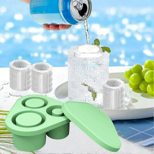 (green 1PCS) Silicone Ice Lattice Ice Making Mold with Three Silicone Ice Grids 1