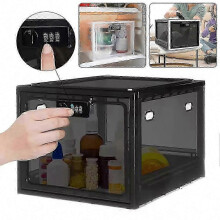 (Black Red) Lockable Food Storage Box for Fridge, Snacks, Kitchen & Bedroom, Space-Saving Organizer
