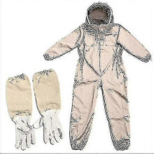 (XL) Professional Beekeeper's Suit With One-piece Khaki Beekeeping Protection Suit In Brown Cotton - DD