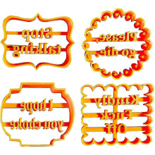 4PCS Funny Cookie Moulds Set for Baking,Cookie Molds with Rude Sayings Cuss Words, Cookie Cutters Form with Fun