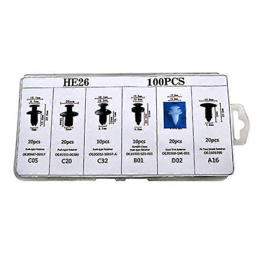 100pc Plastic Rivets Fastener Fender Bumper Push Clips W / Removal Tool for - RIpj 1