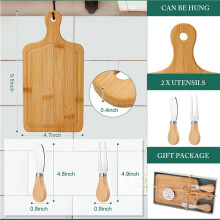 2X Bamboo Cheese Board Set with Knives, Forks & Thank You Tags - Ideal for Bridal & Baby Showers, Housewarming Gifts