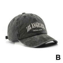 (Gray)Unisex Retro Letter Embroidered Baseball Cap Sunscreen Baseball Cap Outdoor
