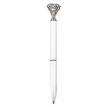12 Large Crystal Diamond Pens Metal Ballpoint Pens for School Office (White) - DD01