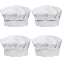 4 Pcs Child Chef Hats 3-13 Years Old, Adjustable Cooking Hat Boy Girl, Breathable Polycotton Chef Toque, Toddler Kitchen Chef Cap for Home Cooking (wh