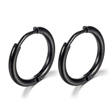 (8mm, Black) Thin Circle Ear Stud With Colorful/solid-color Elegant Stylish Dangler Jewelry For Women Men Unisex - DD