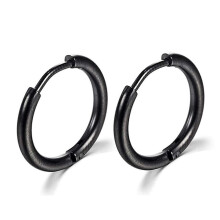 (12mm, Black) Thin Circle Ear Stud With Colorful/solid-color Elegant Stylish Dangler Jewelry For Women Men Unisex - DD