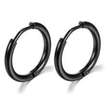 (18mm, Black) Thin Circle Ear Stud With Colorful/solid-color Elegant Stylish Dangler Jewelry For Women Men Unisex - DD