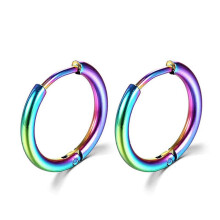 (10mm, Color) Thin Circle Ear Stud With Colorful/solid-color Elegant Stylish Dangler Jewelry For Women Men Unisex - DD