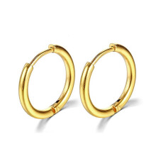(10mm, Golden) Thin Circle Ear Stud With Colorful/solid-color Elegant Stylish Dangler Jewelry For Women Men Unisex - DD