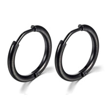 (10mm, Black) Thin Circle Ear Stud With Colorful/solid-color Elegant Stylish Dangler Jewelry For Women Men Unisex - DD