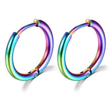 (18mm, Color) Thin Circle Ear Stud With Colorful/solid-color Elegant Stylish Dangler Jewelry For Women Men Unisex - DD