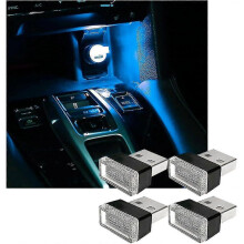 (Ice blue) 4pcs Usb Led Car Interior Atmosphere Lamp, Mini Usb Car Light, Plug-in Usb Interface Trunk Ambient Lighting Portable Night Light - Pjun