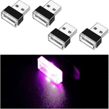 (Pink) 4pcs Usb Led Car Interior Atmosphere Lamp, Mini Usb Car Light, Plug-in Usb Interface Trunk Ambient Lighting Portable Night Light - Pjun