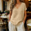 Women's Short Sleeve Blouse Lightweight Polyester Fabric-Pink L 6