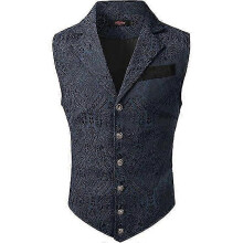 (2XL, blue) Mens Victorian Suit Vest Steampunk Gothic Waistcoat