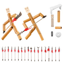 (18 pieces, White) Bamboos Man Fighting Toys for Double Player Insteresting Tabletop Toys Gift for Children's Day
