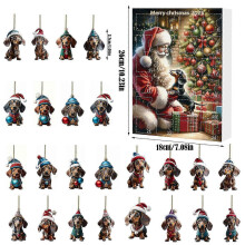 24-Day Christmas Countdown Blind Box with Dachshund Pendants - Festive UK Home Tree Decoration for Pet Lovers
