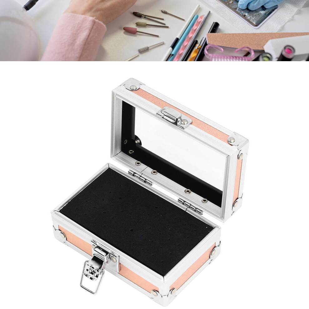 Nail Drill Bits Storage Container Dustproof Drop-Resistant Multi-Hole Gold Tone