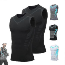 (3XL, 2pcs Black) Posture Corrector Vest For Men, Ionic Shaping Sleeveless Shirt - RiRi