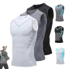 (S, 3colors Mix) Posture Corrector Vest For Men, Ionic Shaping Sleeveless Shirt - RiRi