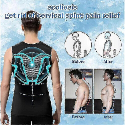 (M, 2pcs Black) Posture Corrector Vest For Men, Ionic Shaping Sleeveless Shirt - RiRi 1