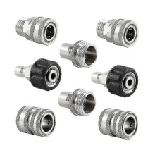 Stainless Steel Pressure Washer Quick Connect Kit with M22 14mm to 3/8 Inch and 3/4 Inch to 1/2 Inch Adapters