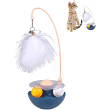 (Blue) 3-in-1 Tumbler Catnip Toy, Cat Teaser with Feather and Bell, Track Balls, Interactive Kitten Toy for Indoor Cats Exercise Cat Toys - PJ