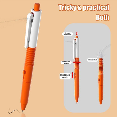 (B)2in1 Funny Prank Retractable Pens with Water Spray Function Stress Release Toy 2