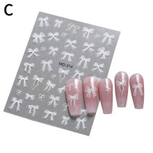 (Coffee) Ribbons Bows Nail Stickers White 3D DIY Nail Sticker Jewelry