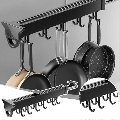 (460mm) Adjustable Clothes Rails Wardrobe Pull Out Retractable Cabinet Clothes Hanger 2