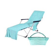 (Light Blue) Powerful Multi-functional Beach Chairs Cover Microfiber Solid Color Series Summer Seaside Superior Elegant