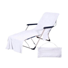 (White) Powerful Multi-functional Beach Chairs Cover Microfiber Solid Color Series Summer Seaside Superior Elegant