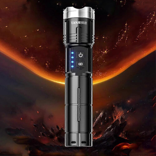 LED Flashlight Zoomable Light Super Bright Torch USB Rechargeable Lamp 1