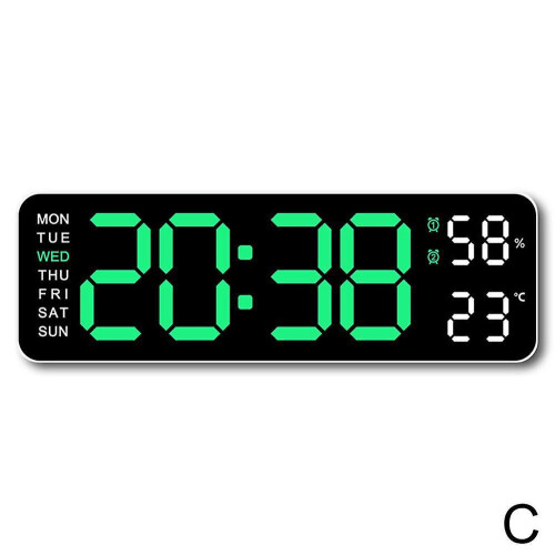 (Pink) With Calendar Date Temperature LED Large Display USB Digital Wall Alarm Clock