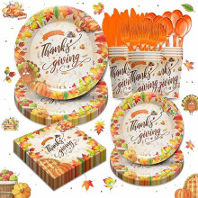 Plato de papel para Acción de Gracias, papel grueso de alta calidad que garantiza durabilidad y facilidad de uso, suministros para fiestas de otoño
