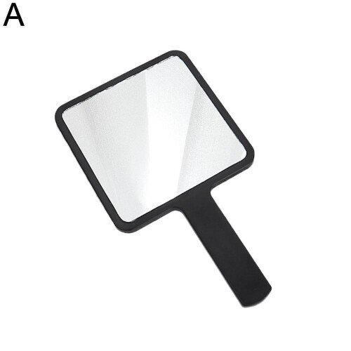 (Black) Square Mirror with Handle Beauty Make Up Use Accessories Hand Mirror Vanity