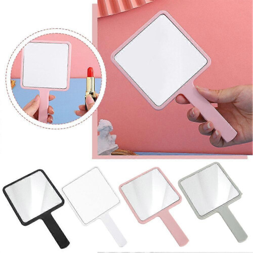 (Black) Square Mirror with Handle Beauty Make Up Use Accessories Hand Mirror Vanity 2