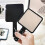 (Black) Square Mirror with Handle Beauty Make Up Use Accessories Hand Mirror Vanity 4