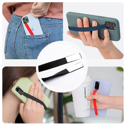 (Black) Professional Mobile Phone CaseRing Silicone Rope Phone Holder Strap Grip Loop Wristband Compact Modern 1