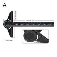 (Black) Angle Finder Protractor T-shaped Rotary Angle Ruler Hole Ruler Woodworking