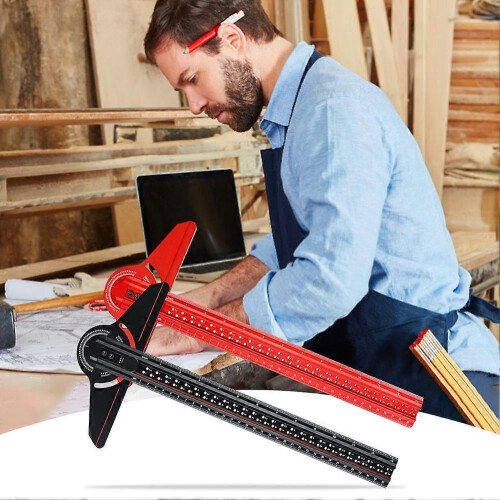 (Black) Angle Finder Protractor T-shaped Rotary Angle Ruler Hole Ruler Woodworking 2