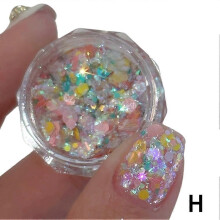 (H) Nail Sequins Korean Nail Art Hexagonal Laser-Glitter Nail Patches
